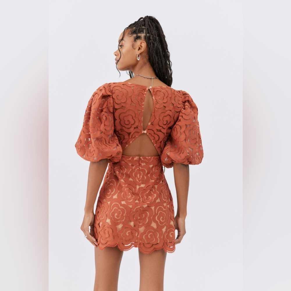 For Love & Lemons Rust Orange Lace Mini Dress - Picture 2 of 8